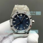 B7 Factory Swiss Copy Audemars Piguet Royal Oak Blue Face Diamond Bezel Ladies Watch 